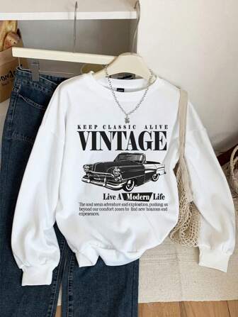 Vintage Car Graphic Sweatshirt