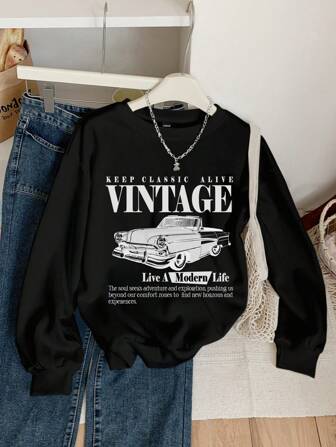 Vintage Car Graphic Sweatshirt