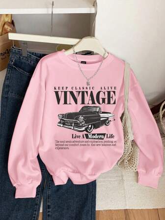 Vintage Car Graphic Sweatshirt