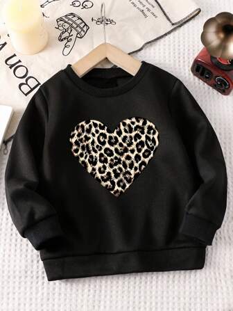 Leopard Heart Sweatshirt - Black