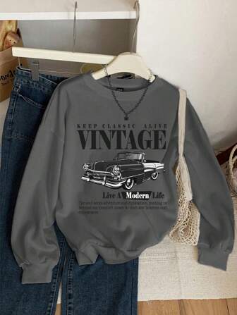 Vintage Car Graphic Sweatshirt