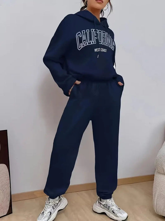 CALIFORNIA Graphic Hoodie With Trouser - Navy Blue