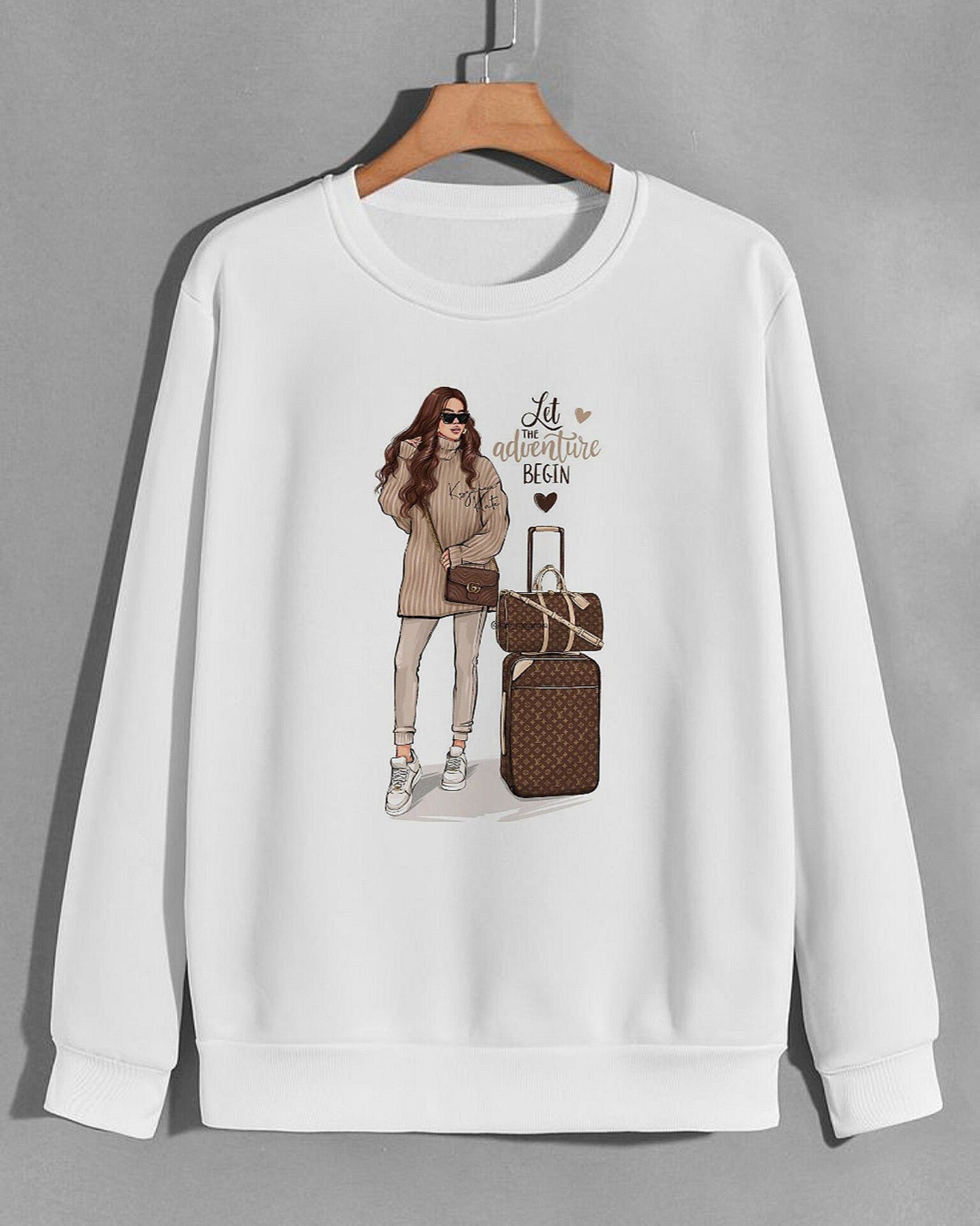 Travel Chic Winter Sweatshirt - White